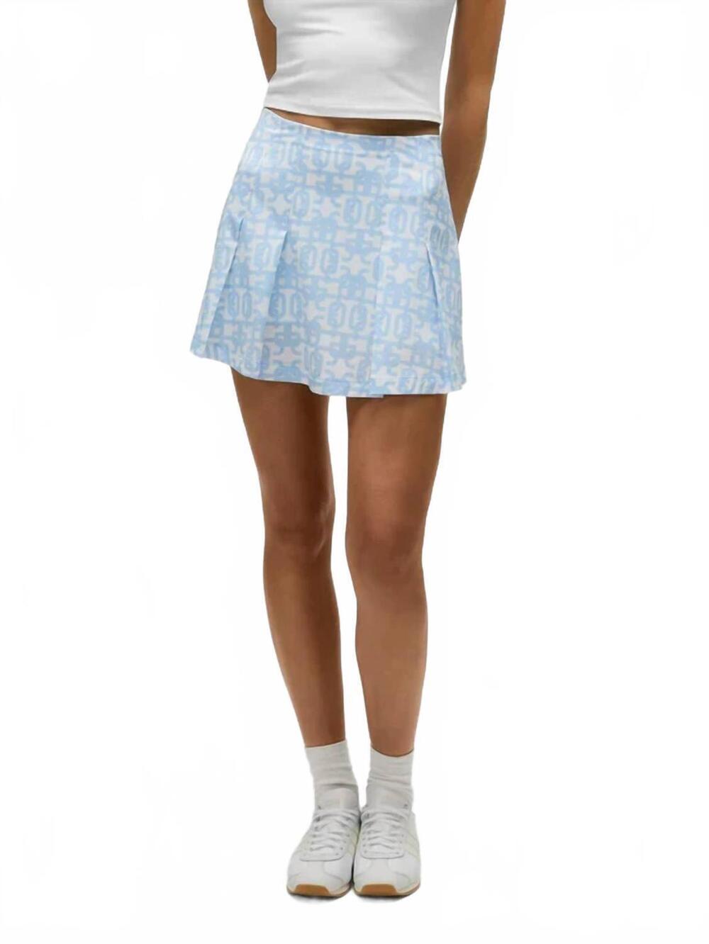 NEW GREYSON CLOTHIERS alpha glyph ashe skirt in wolf blue